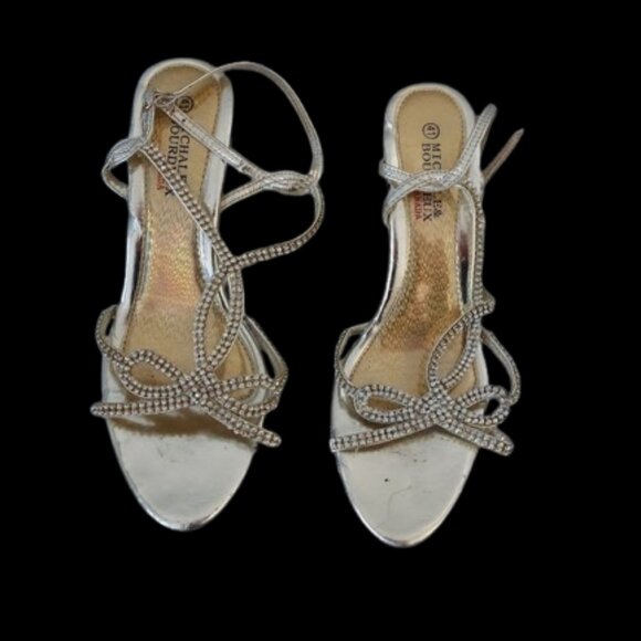 Michale & Bordeaux Rhinestone Silver Sandals Size 41 (equivalent to 9) - Picture 5 of 11